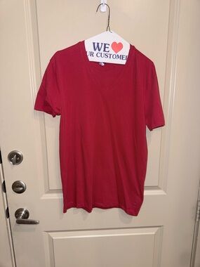 ❤️ Mens Zara  Red  V-Neck Tee Tee Shirt Large